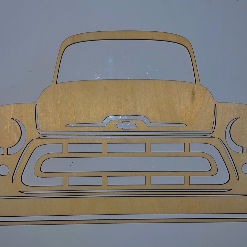 Chevrolet Vintage Truck Wall Art in Natural Wood